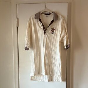 Vintage Cream Polo Shirt with Brown Accents